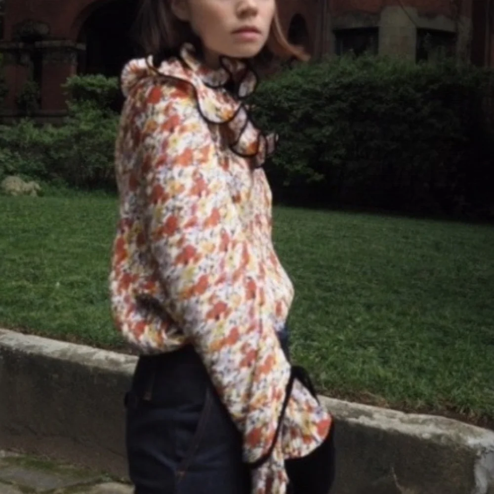Tory Burch Runway Orange, Yellow and Purple Floral Dress Fabric